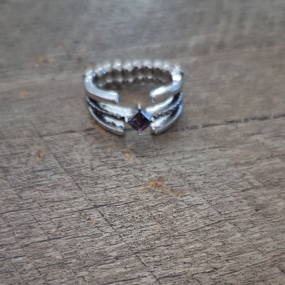 Paparazzi Silver Ring with Purple Beads - Picture 2 of 3